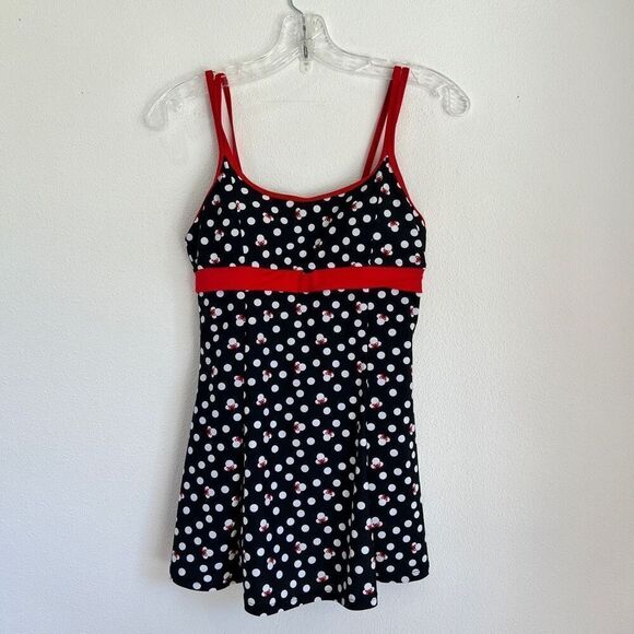Disney  Swimsuit Dress Minnie Mouse Icons Polka-Dot Print Size Small Missing Bow - Picture 1 of 15